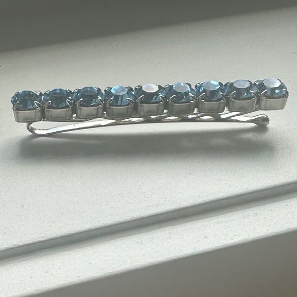 Danny Pollak Blue Topaz Swarovski Crystal Bobby Pin (#1) - approx. 2.5 in. long - Picture 7 of 12